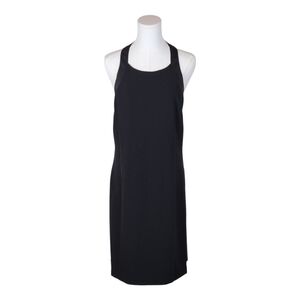 BCBGMAXAZRIA Black Halter Sheath Dress Open Back Satin Trim Size 06